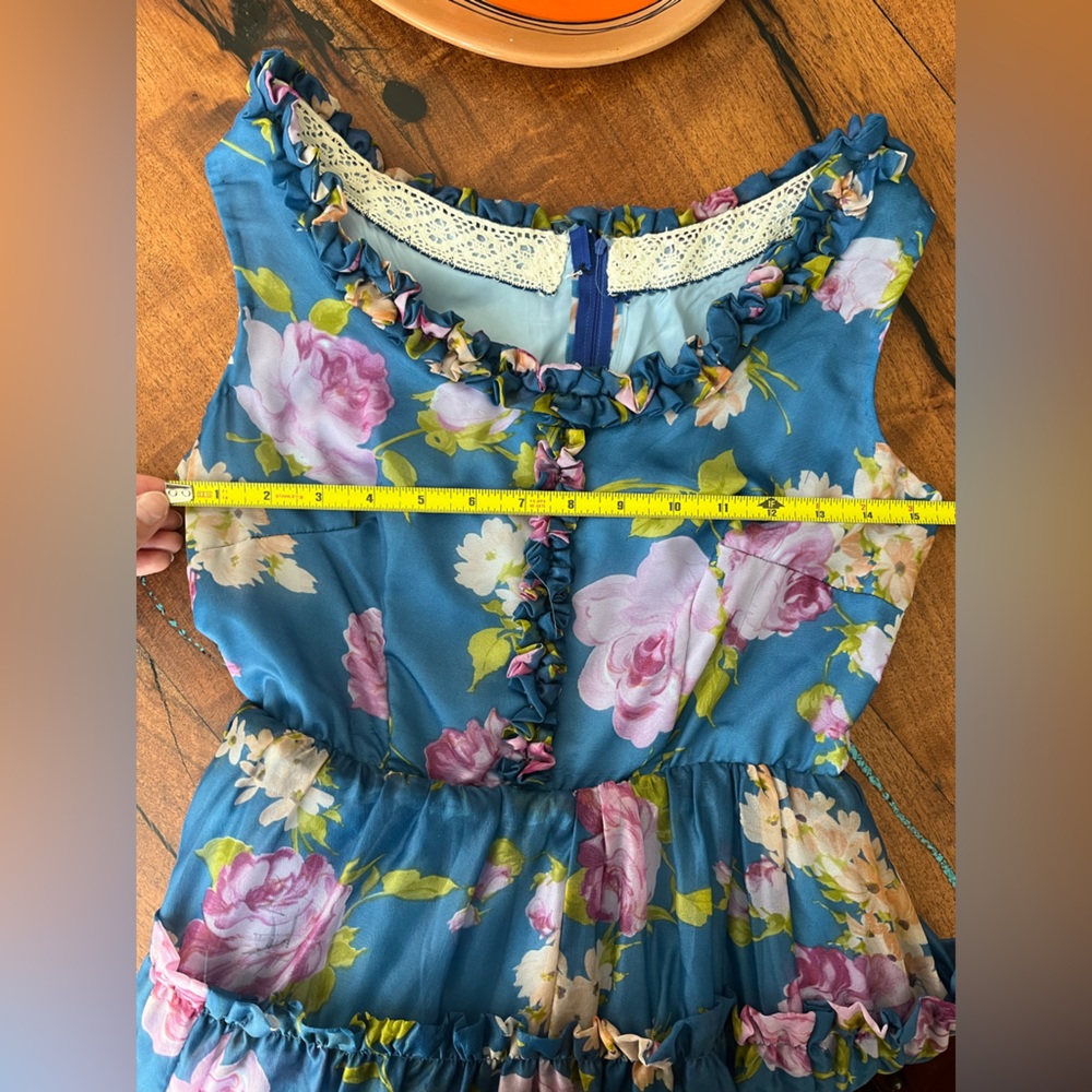 Vintage hand made chiffon maxi dress fully lined ruffle detail - Picture 10 of 16